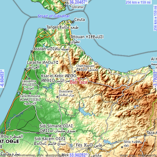 Topographic map of Bab Taza