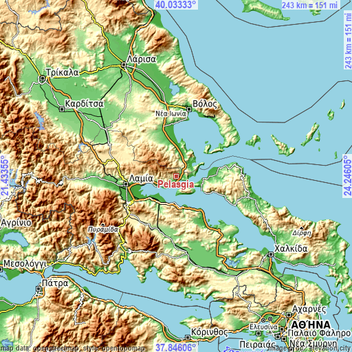 Topographic map of Pelasgía