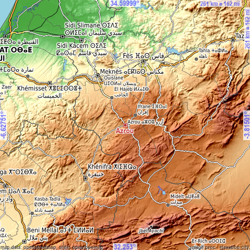 Topographic map of Azrou