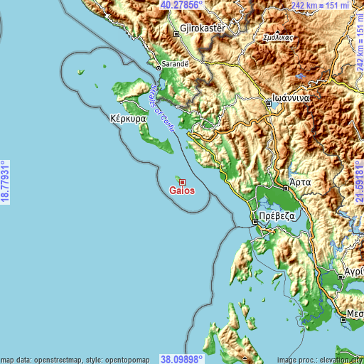 Topographic map of Gáïos