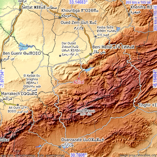 Topographic map of Azilal