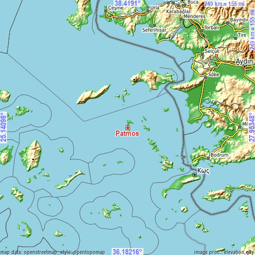 Topographic map of Pátmos