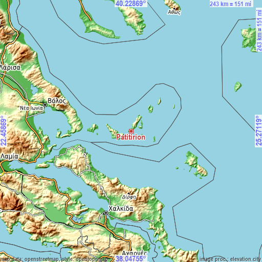 Topographic map of Patitírion