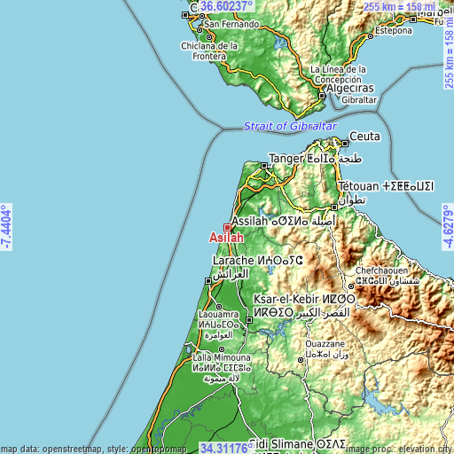 Topographic map of Asilah