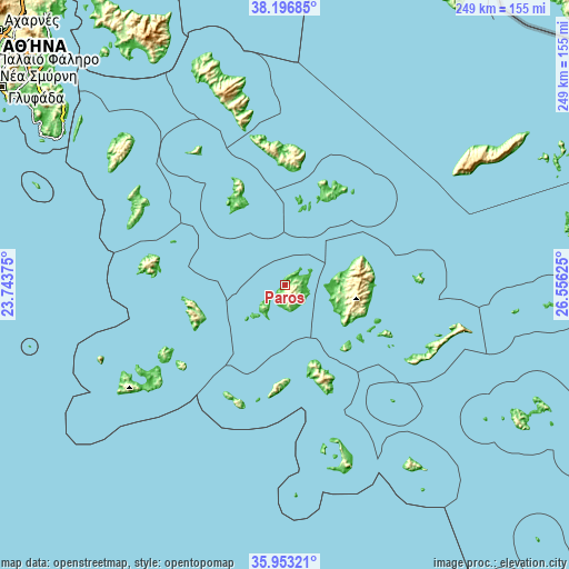 Topographic map of Páros