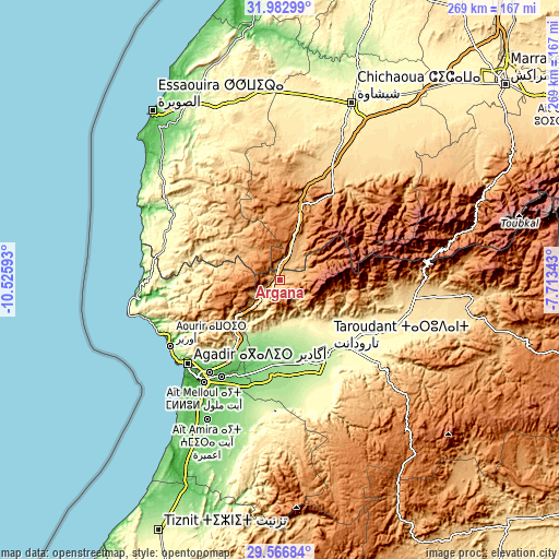 Topographic map of Argana