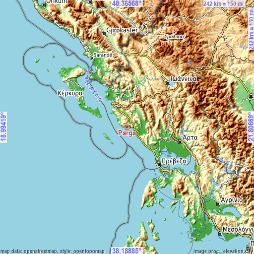 Topographic map of Párga