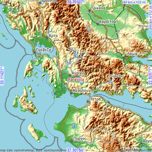 Topographic map of Paravóla