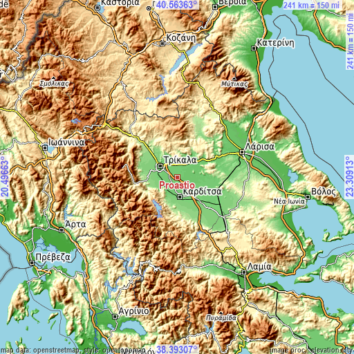 Topographic map of Proástio