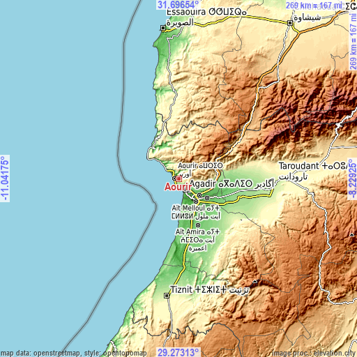 Topographic map of Aourir