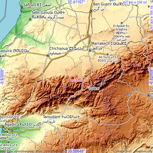Topographic map of Amizmiz
