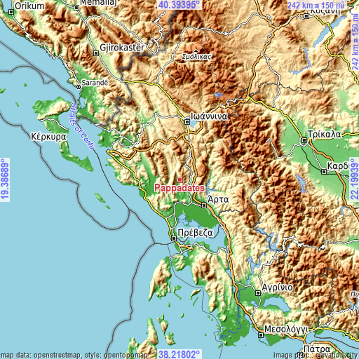 Topographic map of Pappadátes