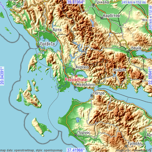 Topographic map of Pappadhátai