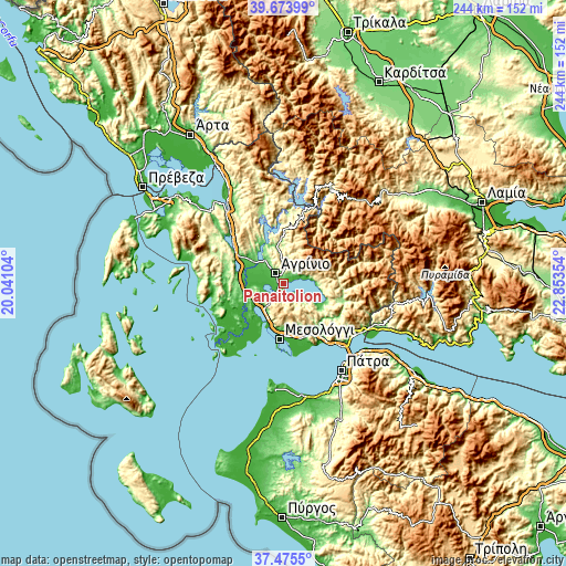 Topographic map of Panaitólion