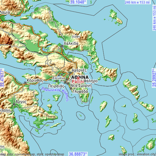 Topographic map of Pallíni