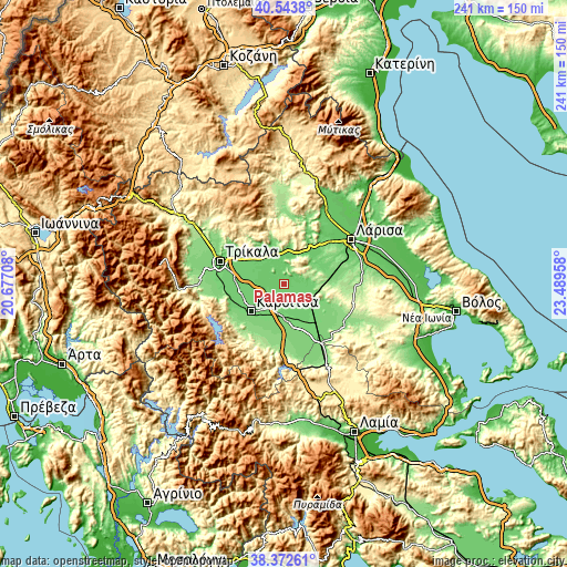 Topographic map of Palamás