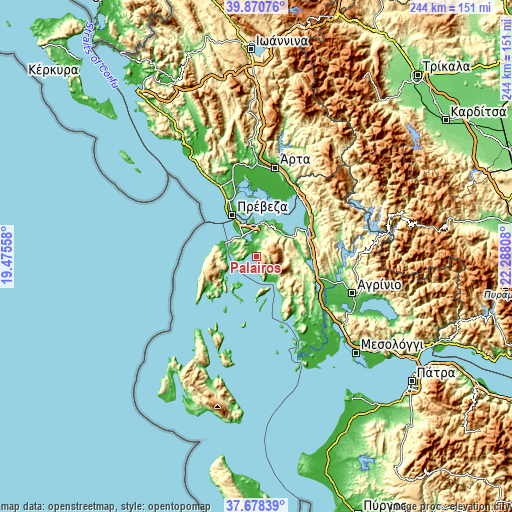 Topographic map of Pálairos