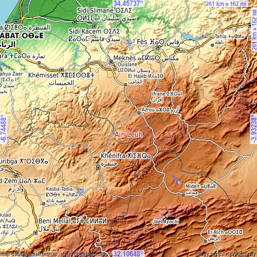 Topographic map of Aïn Leuh