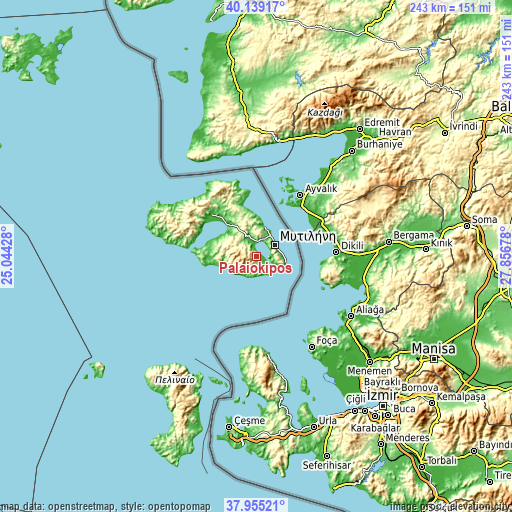 Topographic map of Palaiókipos