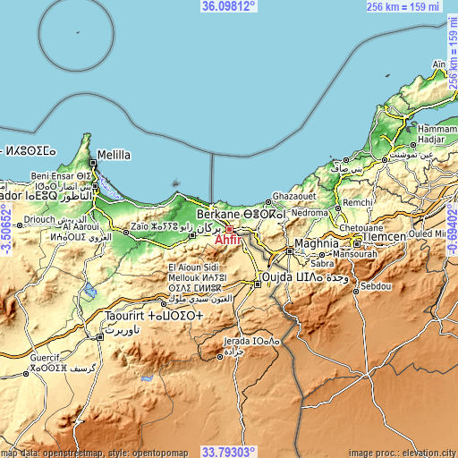 Topographic map of Ahfir