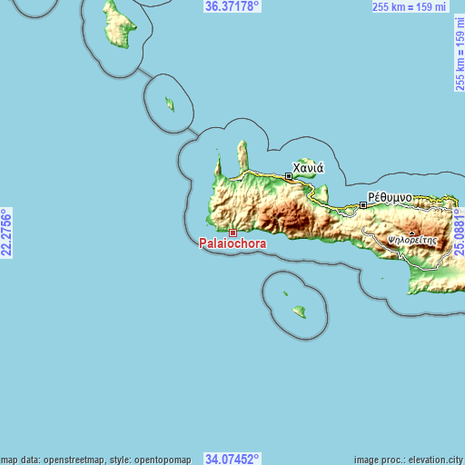 Topographic map of Palaióchora