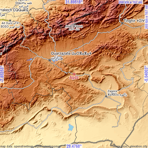 Topographic map of Agdz