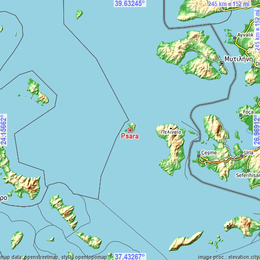 Topographic map of Psará