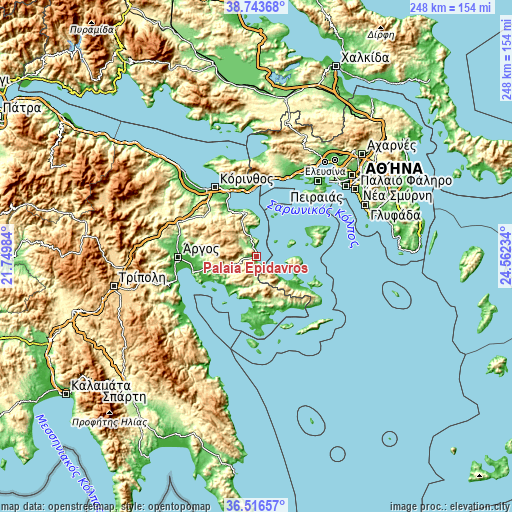 Topographic map of Palaiá Epídavros