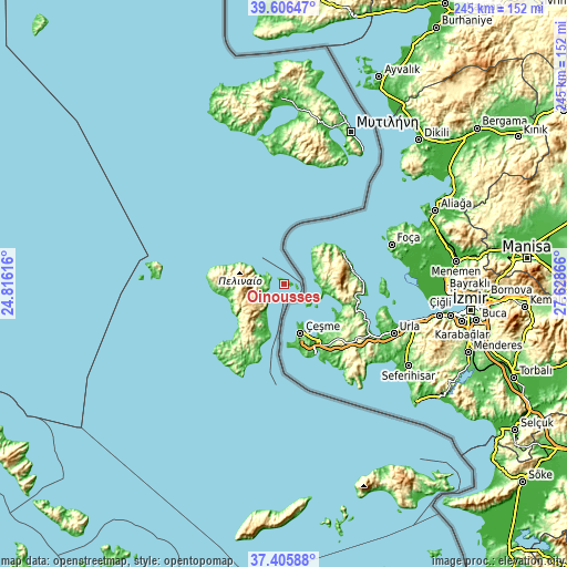 Topographic map of Oinoússes