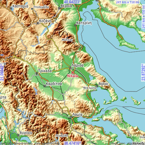 Topographic map of Níkaia