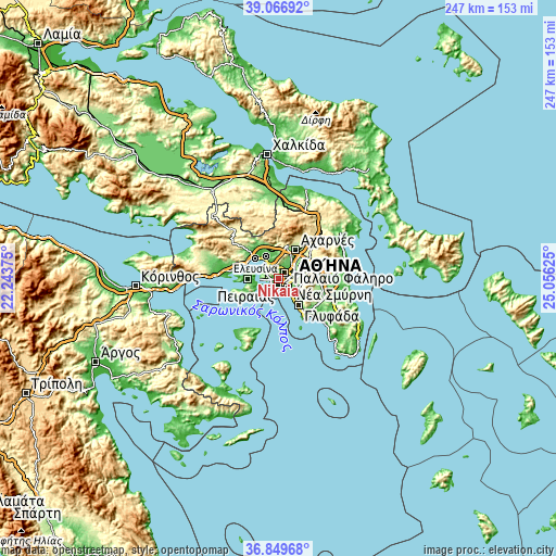 Topographic map of Níkaia