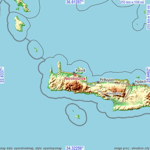 Topographic map of Nerokoúros