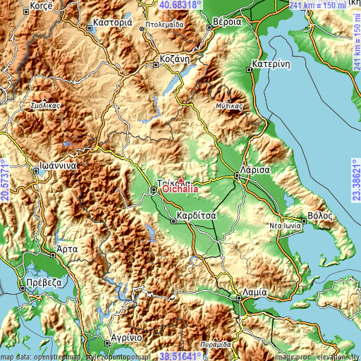 Topographic map of Oichalía