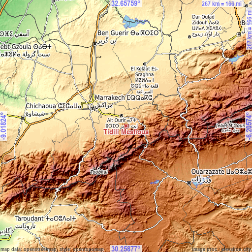 Topographic map of Tidili Mesfioua