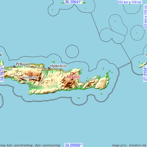 Topographic map of Neápoli