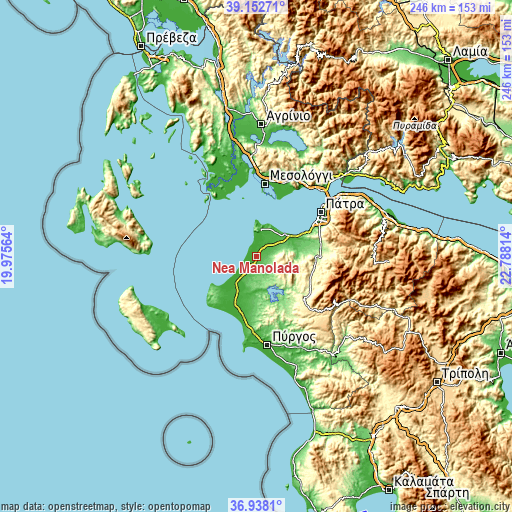 Topographic map of Néa Manoláda