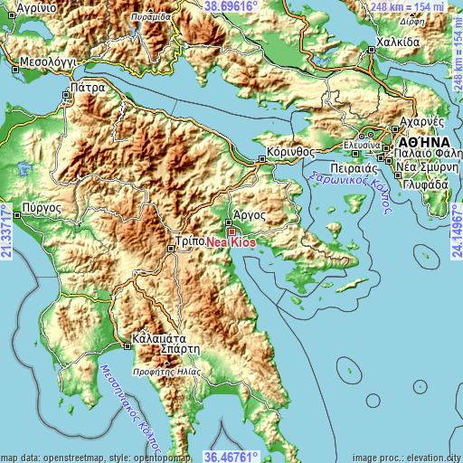 Topographic map of Néa Kíos