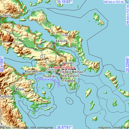Topographic map of Néa Erythraía