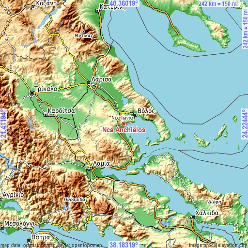 Topographic map of Néa Anchiálos