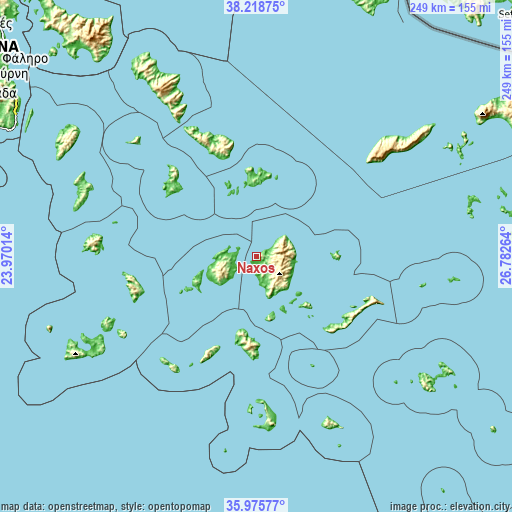 Topographic map of Náxos