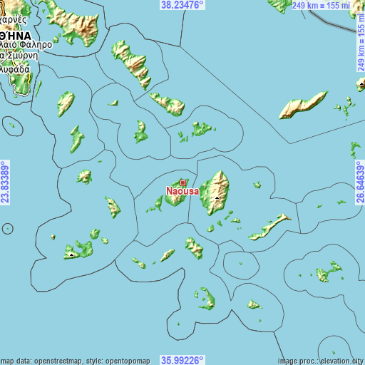 Topographic map of Náousa