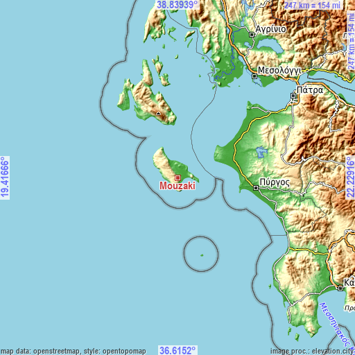 Topographic map of Mouzaki