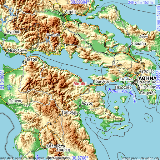 Topographic map of Moúlki