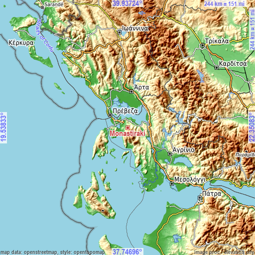 Topographic map of Monastiráki