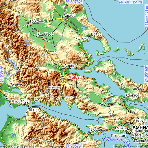 Topographic map of Mólos