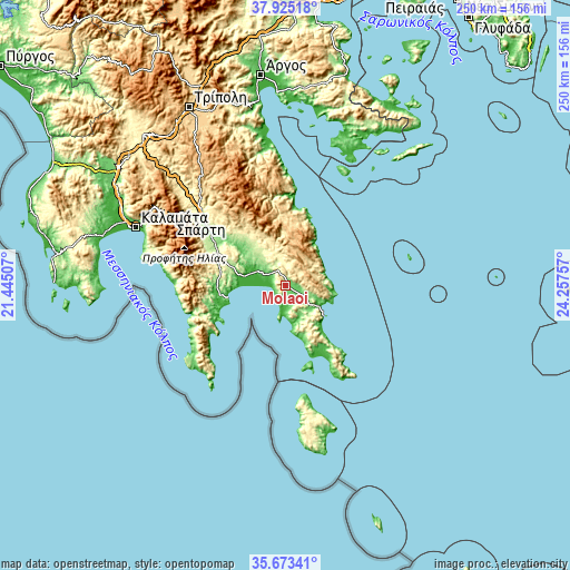 Topographic map of Moláoi