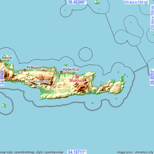 Topographic map of Mokhós