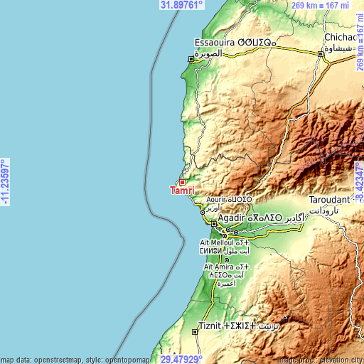 Topographic map of Tamri