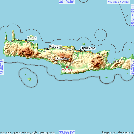 Topographic map of Moíres