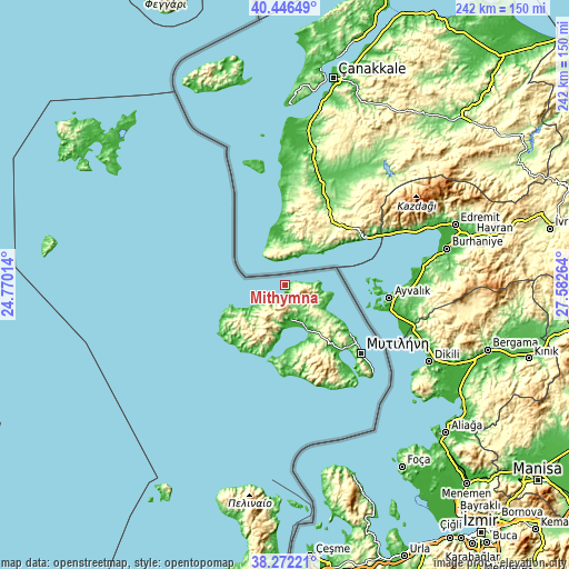 Topographic map of Míthymna